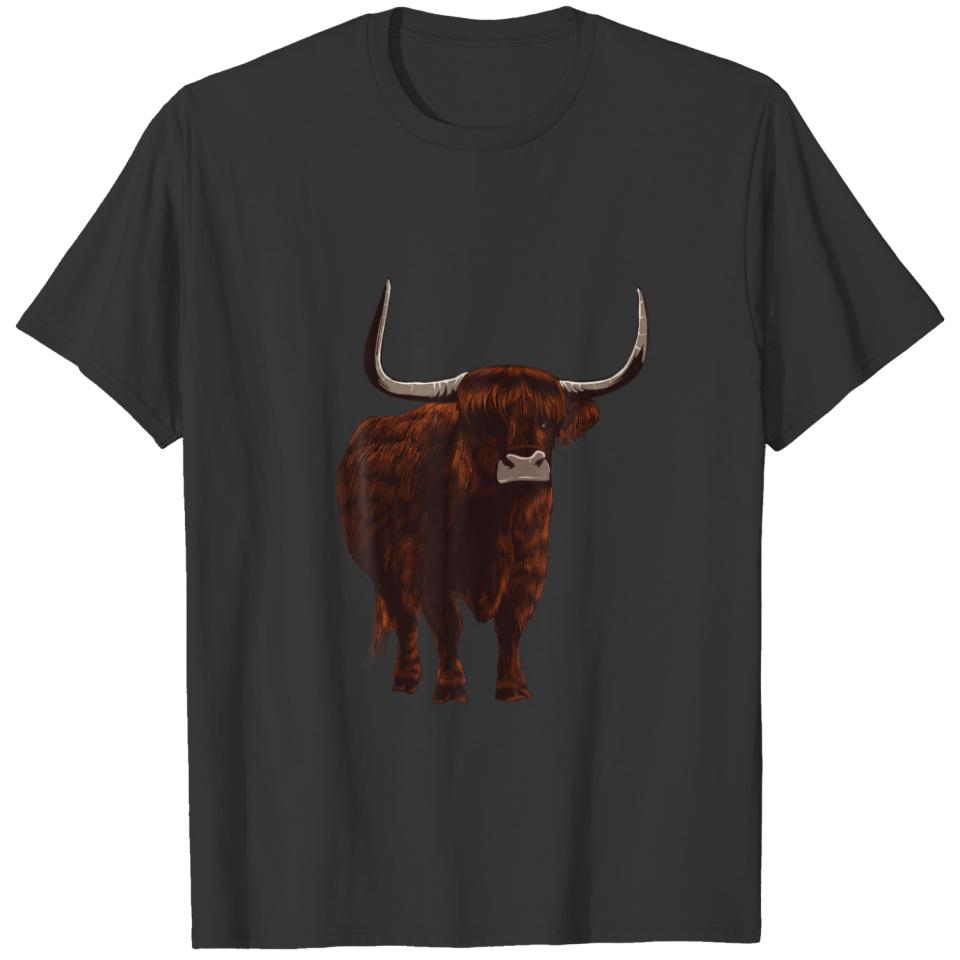 Funny Scottish Highland Cow Design For Men Women H T-shirt