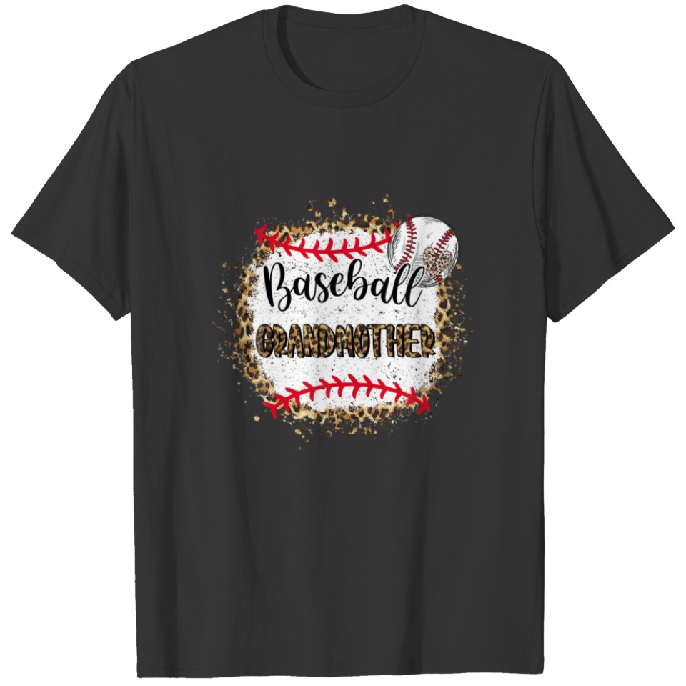 Baseball Grandmother Leopard Bleached Mothers Day T-shirt