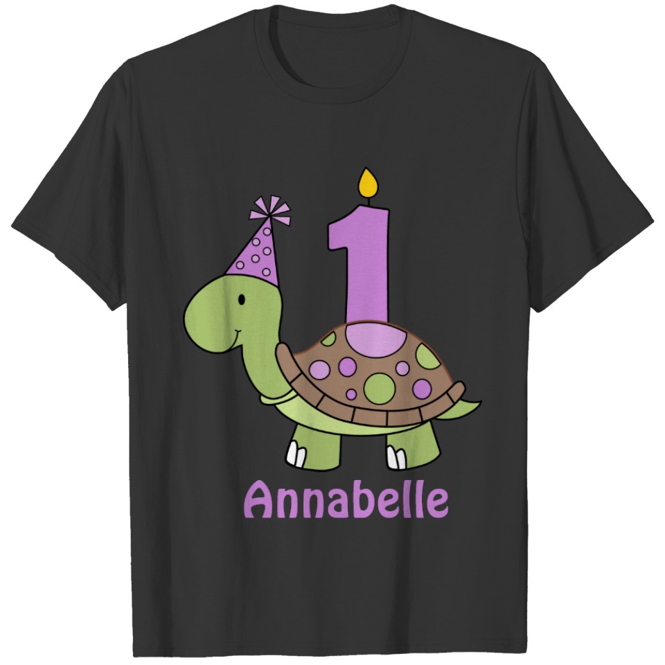 Turtle First Birthday T purple Personalized T-shirt
