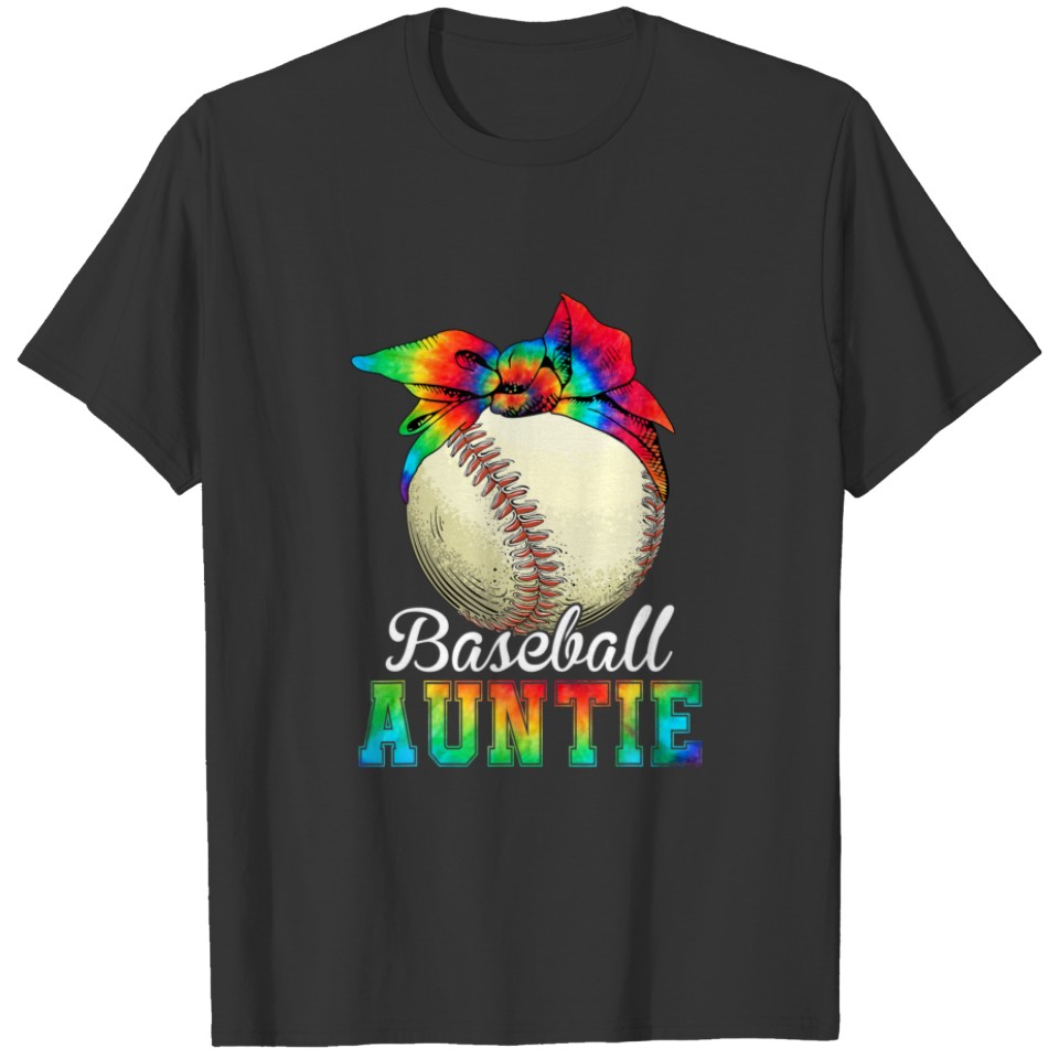 Womens Baseball Auntie Tie Dye Mother's Day T-shirt