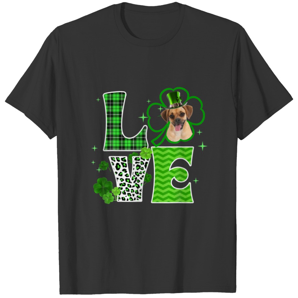 Puggle Shamrock Lucky Clover Irish St Patricks Day T-shirt