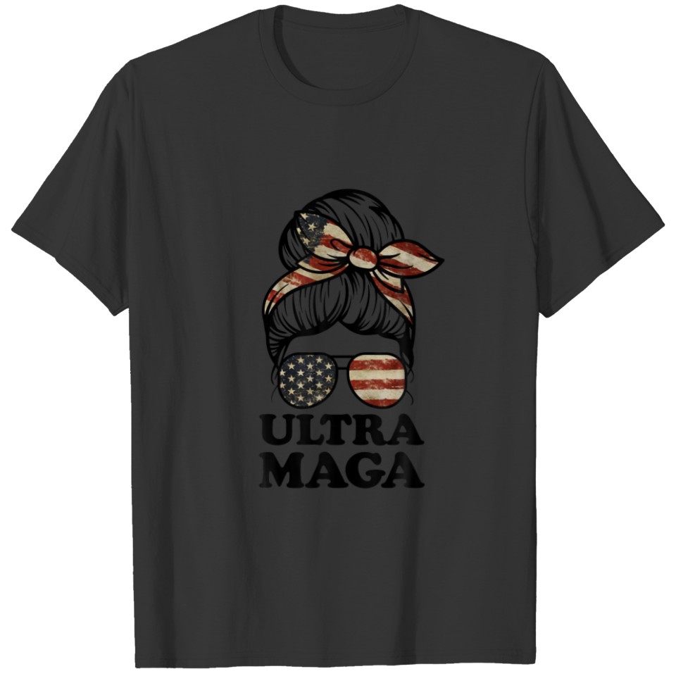 Messy Bun Ultra Maga Vintage American Flag Ultra-M T-shirt
