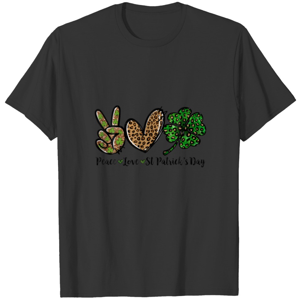 Peace Love St.Patrick's Day Lucky Clover Boys T-shirt