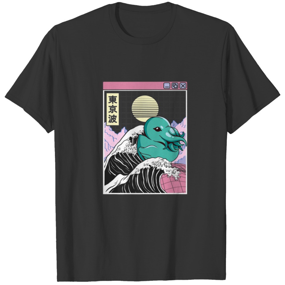Sea Monster Rubber Duck Kanagawa Wave Kawaii Anime T-shirt