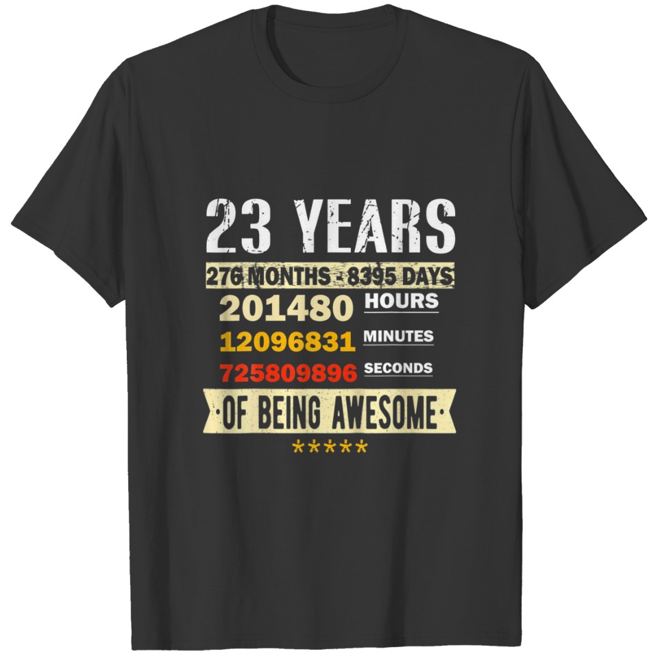 23Rd Birthday 23 Years Old Vintage Retro 276 Month T-shirt