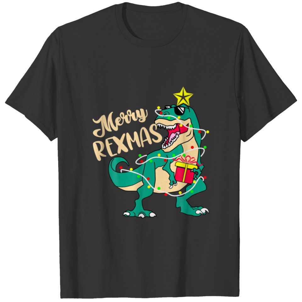 Dinosaur Merry Rexmas Boys Kids Girls Christmas Pa T-shirt