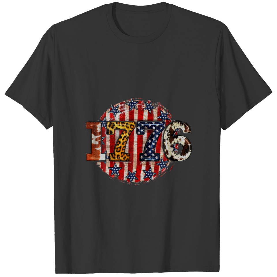 1776 Independence Day 4Th Of July Leopard Cowhide T-shirt