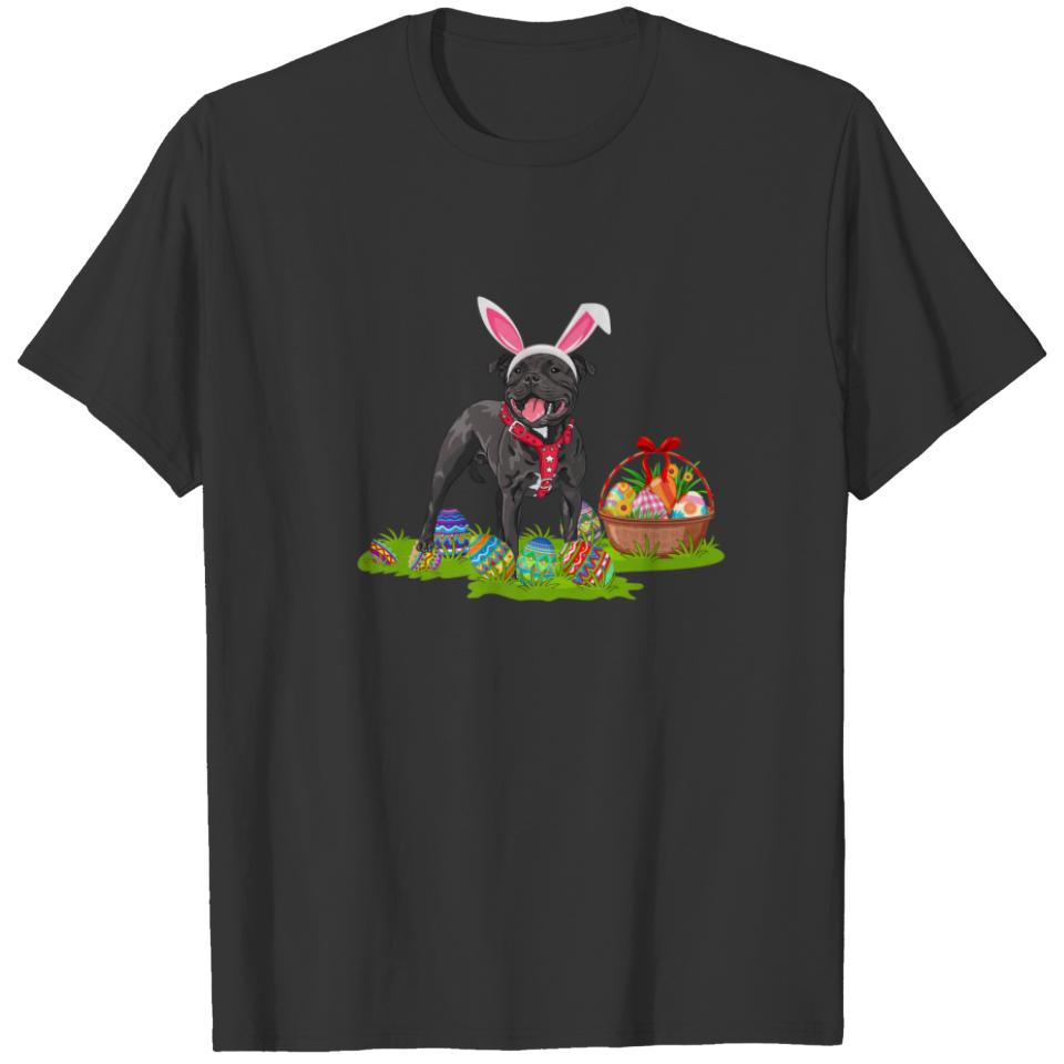 Easter Egg Hunt Bunny Staffordshire Bull Terrier D T-shirt