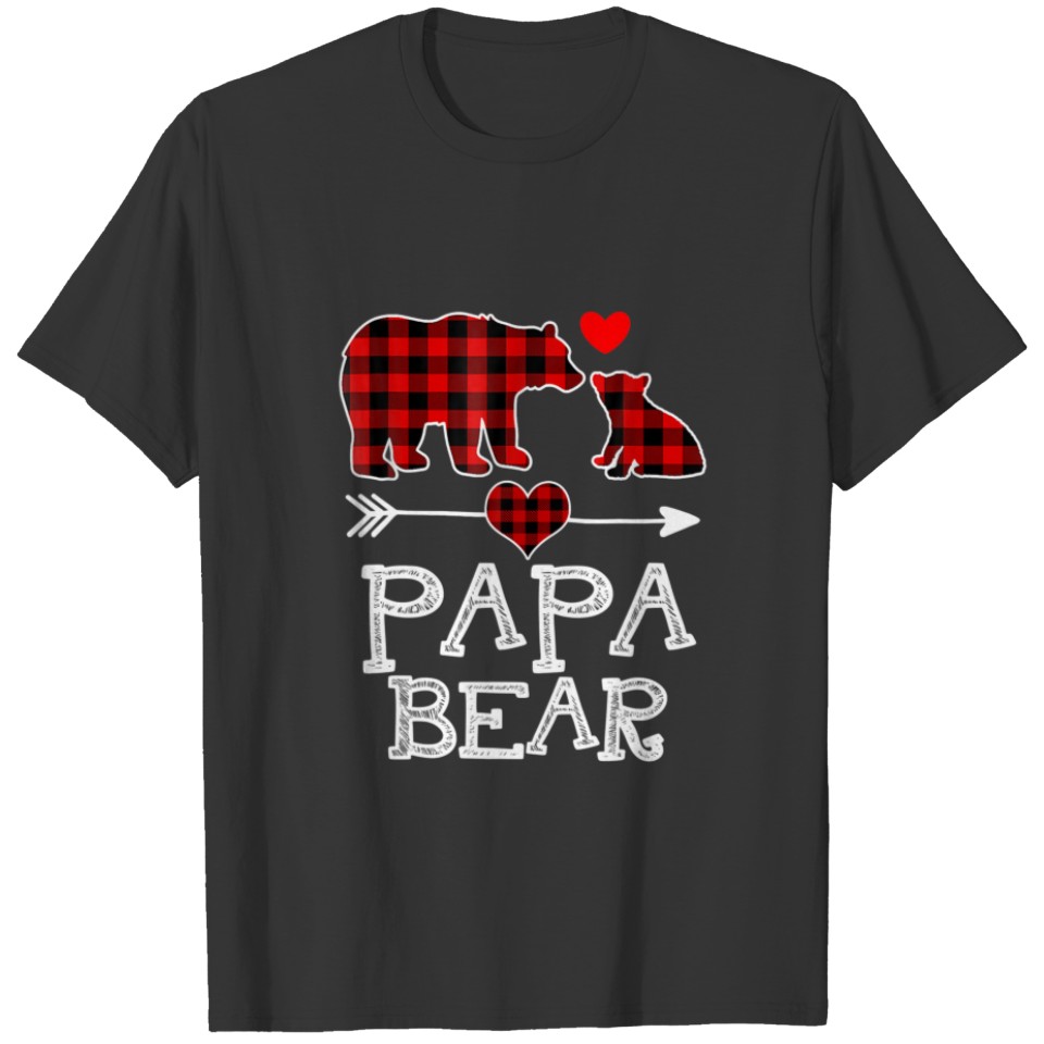 Papa Bear Christmas Xmas Pajama Red Plaid Buffalo T-shirt