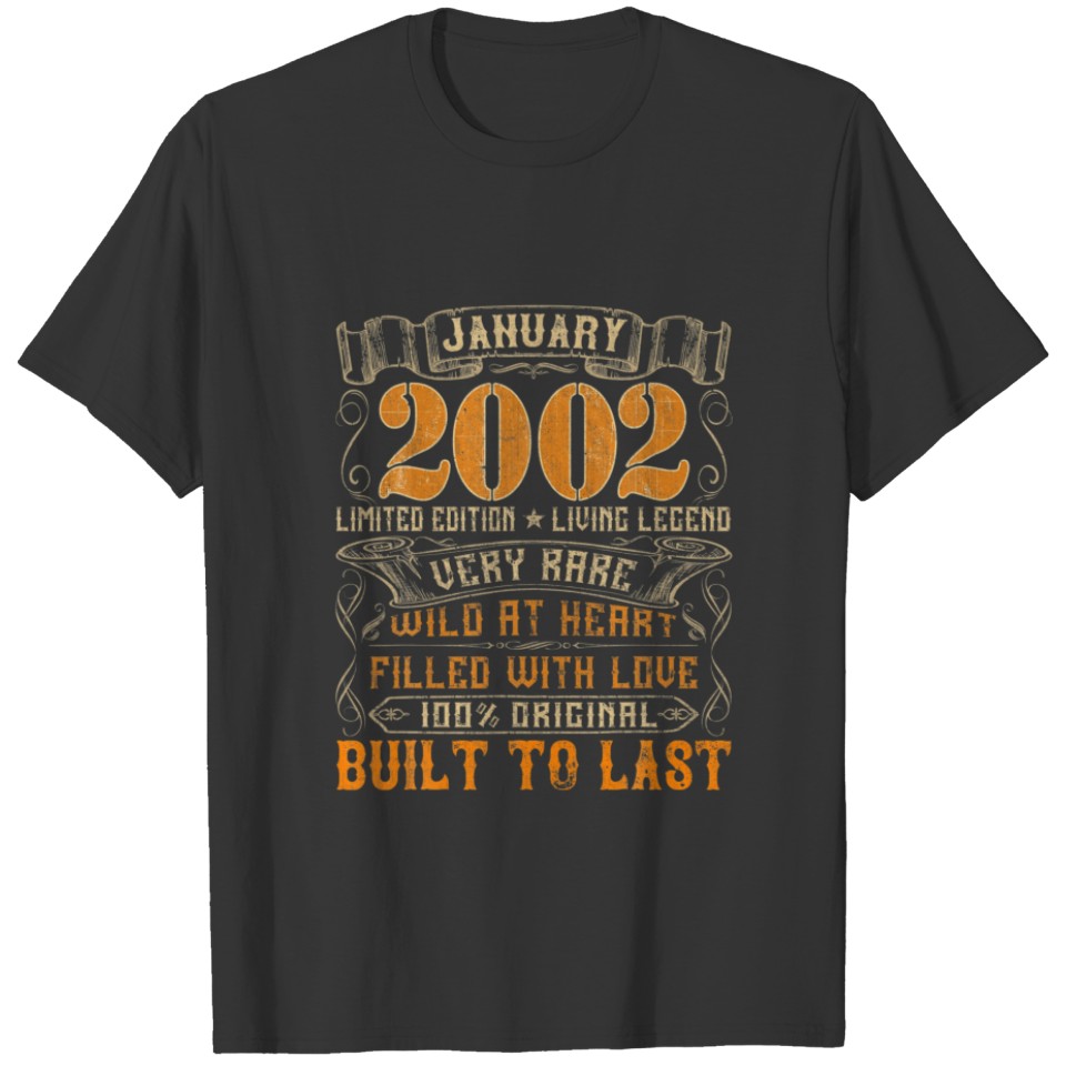 Vintage January 2002 Decorations 20 Years Old 20Th T-shirt