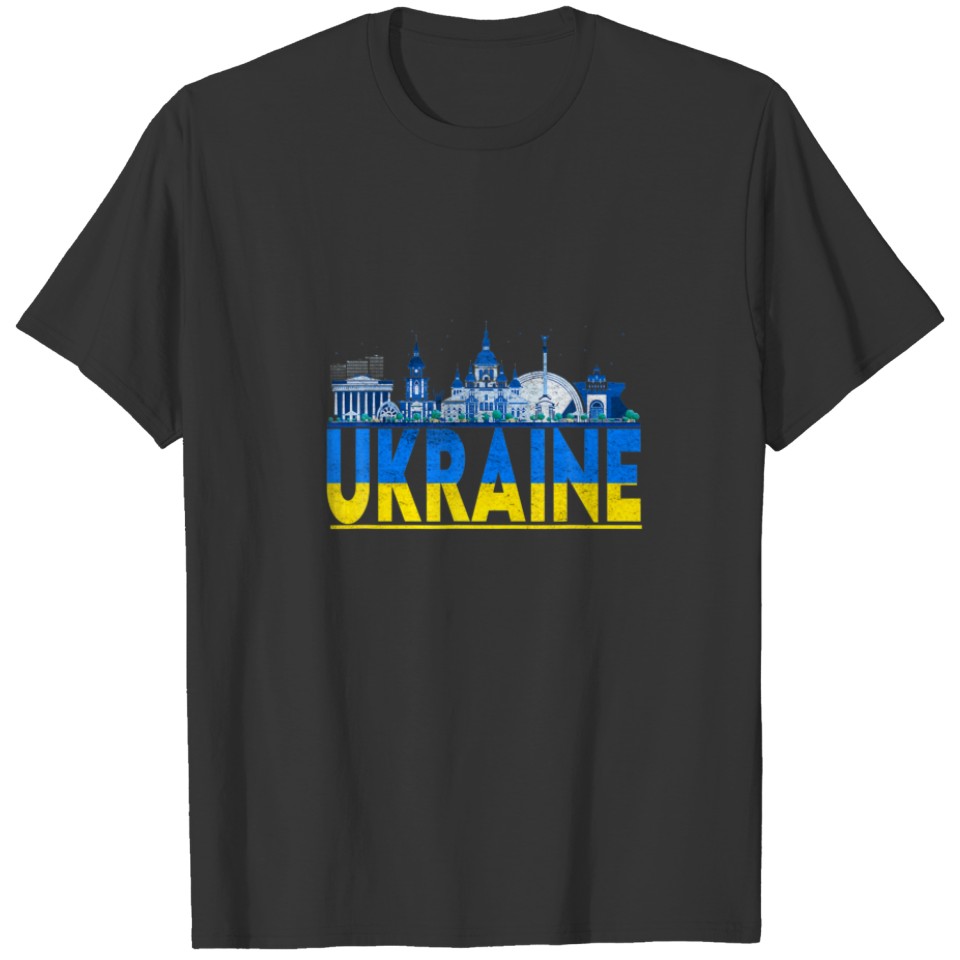 Support Ukraine Landmark Ukrainian Flag T-shirt