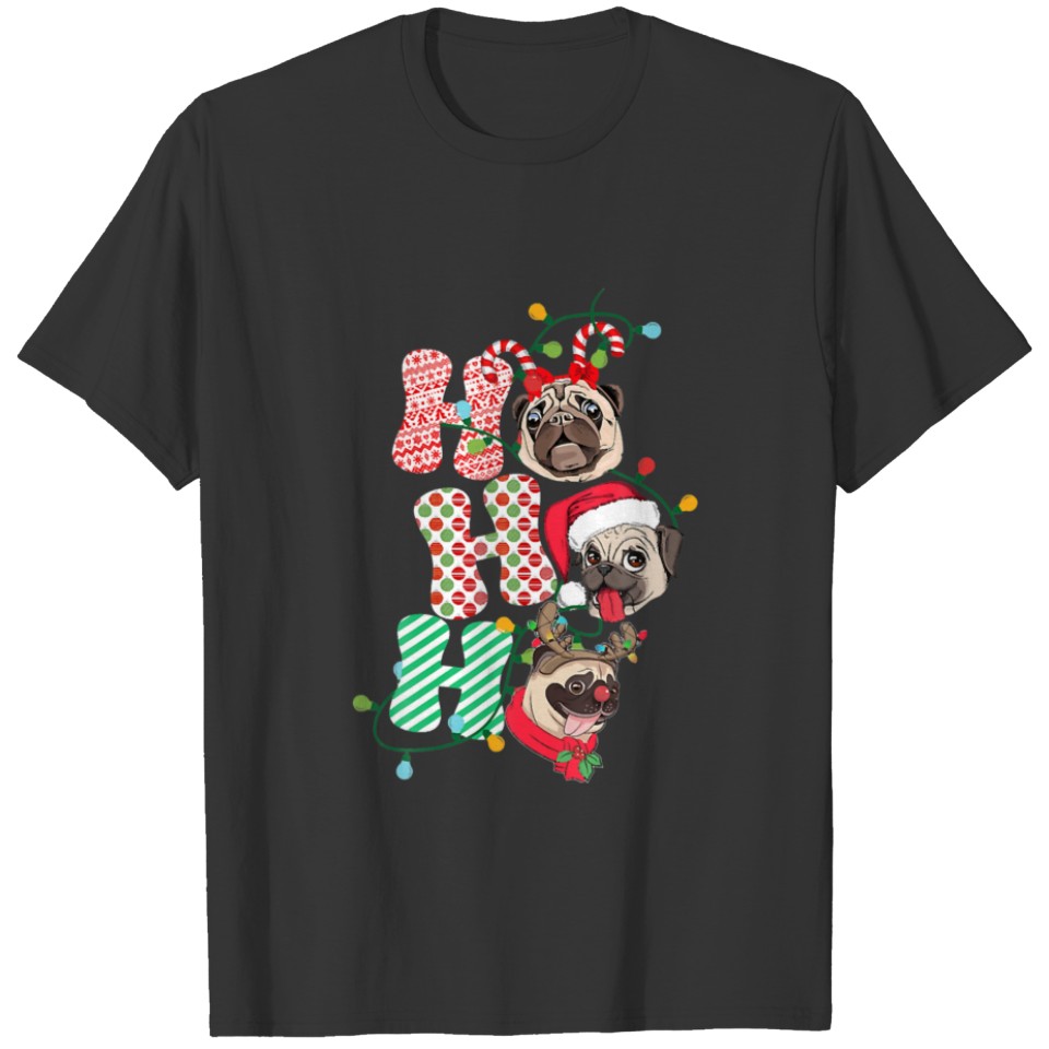 Christmas Ho Ho Ho Pug Dog Lover Funny Happy Holid T-shirt