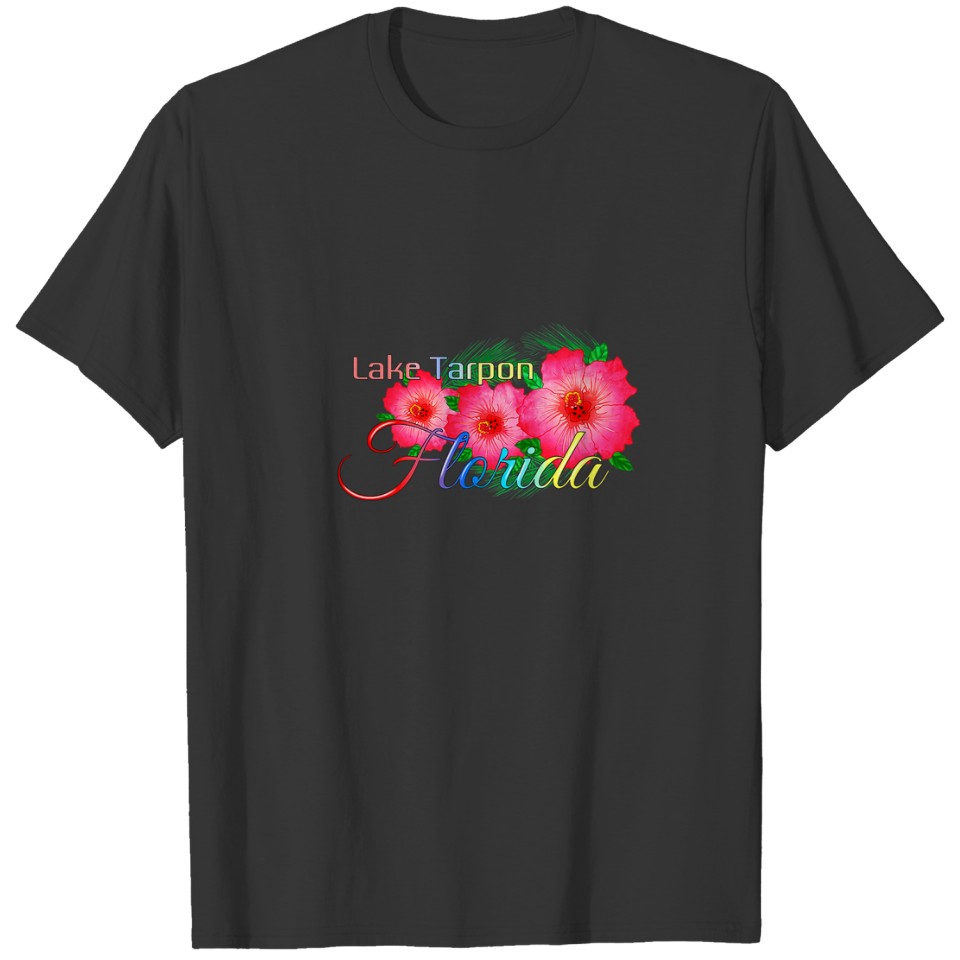 Lake Tarpon Florida Tropical Flowers Family Vacati T-shirt