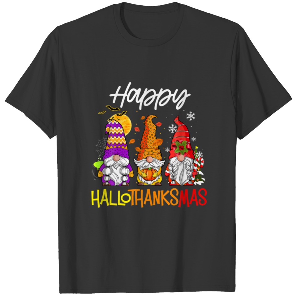 Gnomes Hallothanksmas Halloween Thanksgiving Chris T-shirt