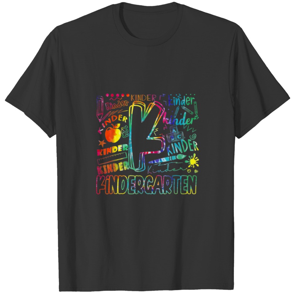 Kindergarten Typography Tie Dye Back School Teache T-shirt