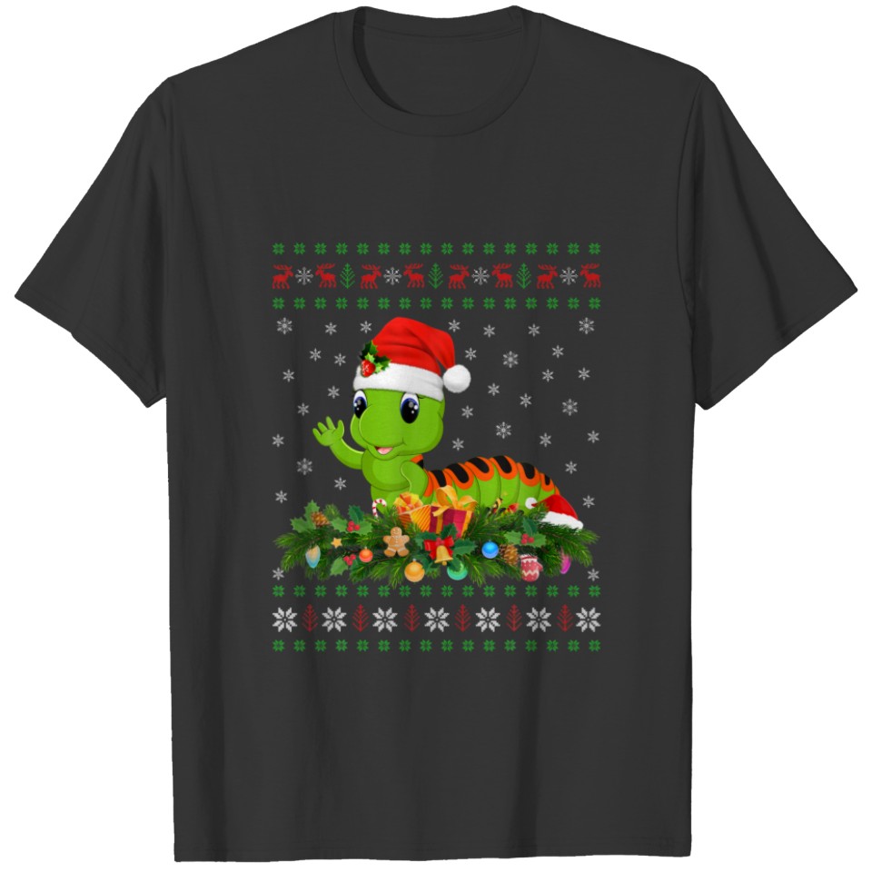 Caterpillar Animal Lover Santa Ugly Caterpillar Ch T-shirt