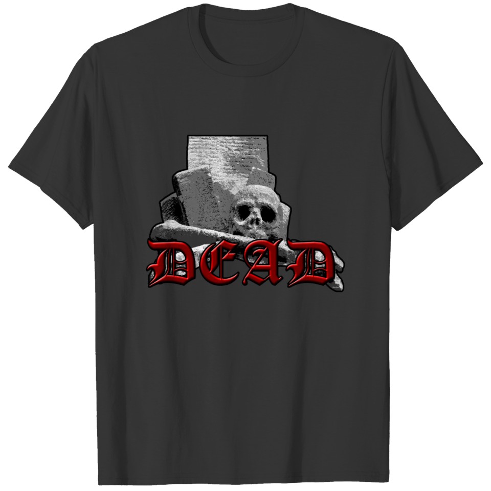 DEAD Tombstone Skull Goth T-shirt
