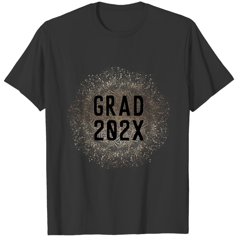 Black Gold Elegant Foil Botanicals Graduate Uni T-shirt