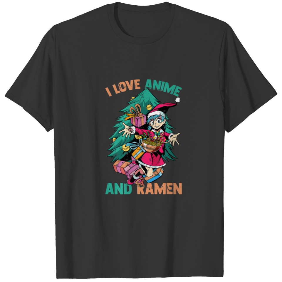 I Love Anime And Ramen - Kawaii Christmas Girl - O T-shirt