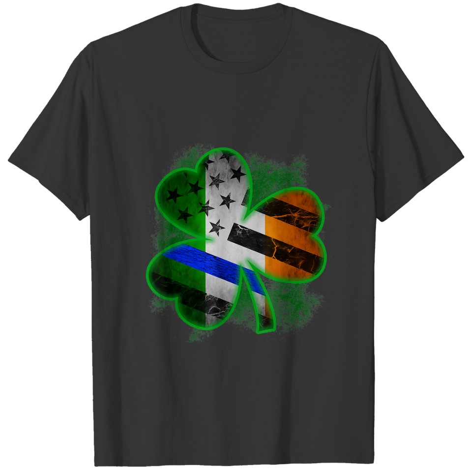Thin Blue Line St Patricks Day T  Irish Clove T-shirt