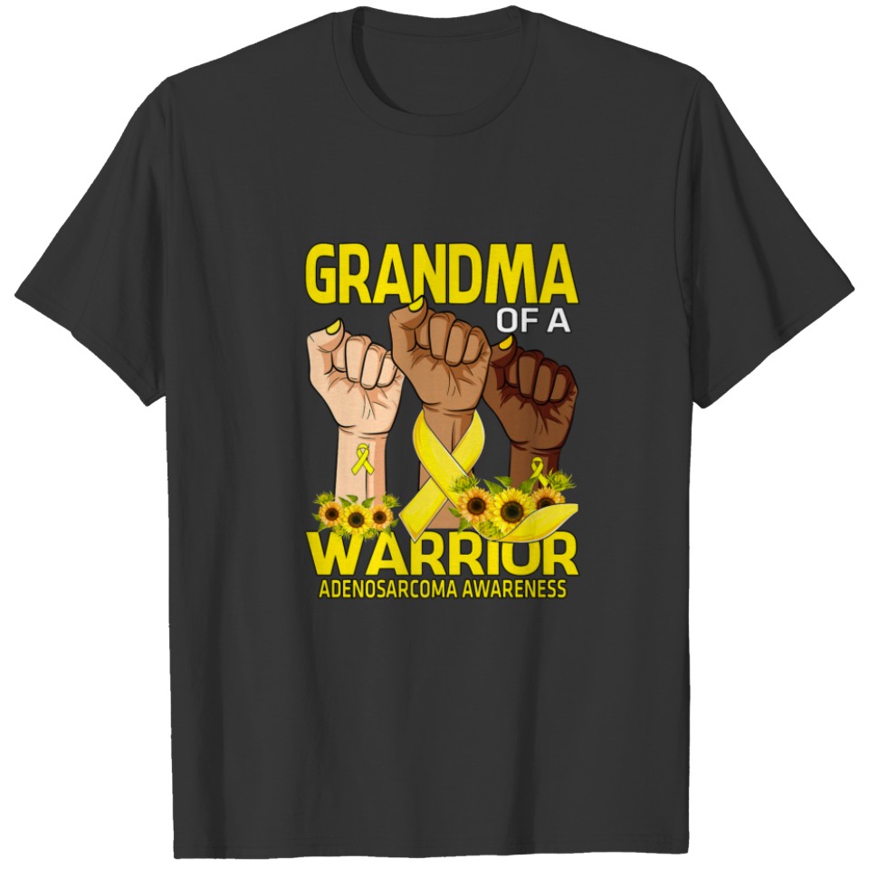 Hand Grandma Of A Warrior Adenosarcoma Awareness S T-shirt