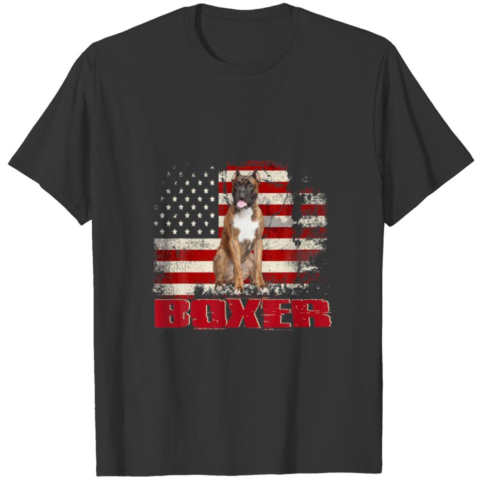 Vintage American Flag Boxer Dog Lover T-shirt