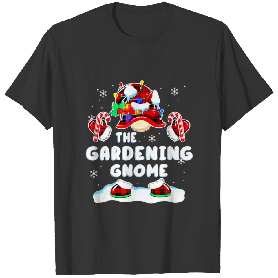 Gardening Gnome Gnomies Red Plaid Matching Family T-shirt
