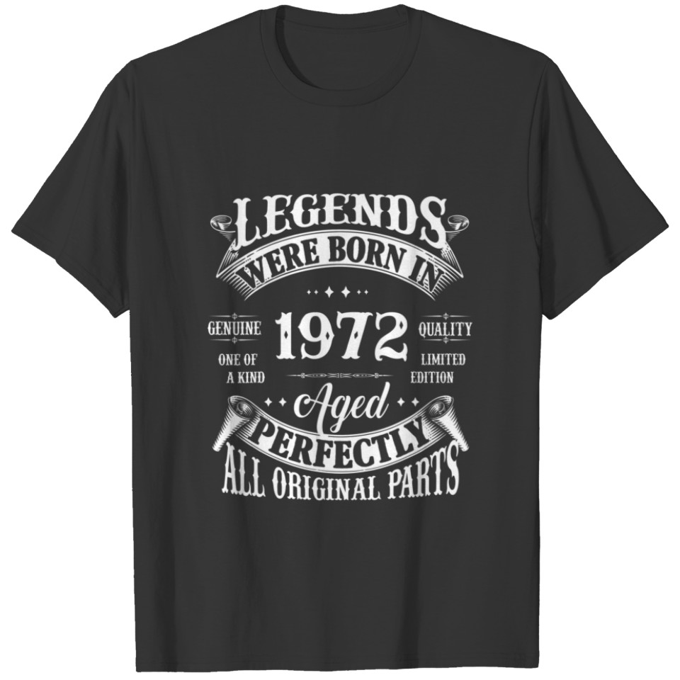 50Th Birthday Gift Vintage Legends Born In 1972 50 T-shirt