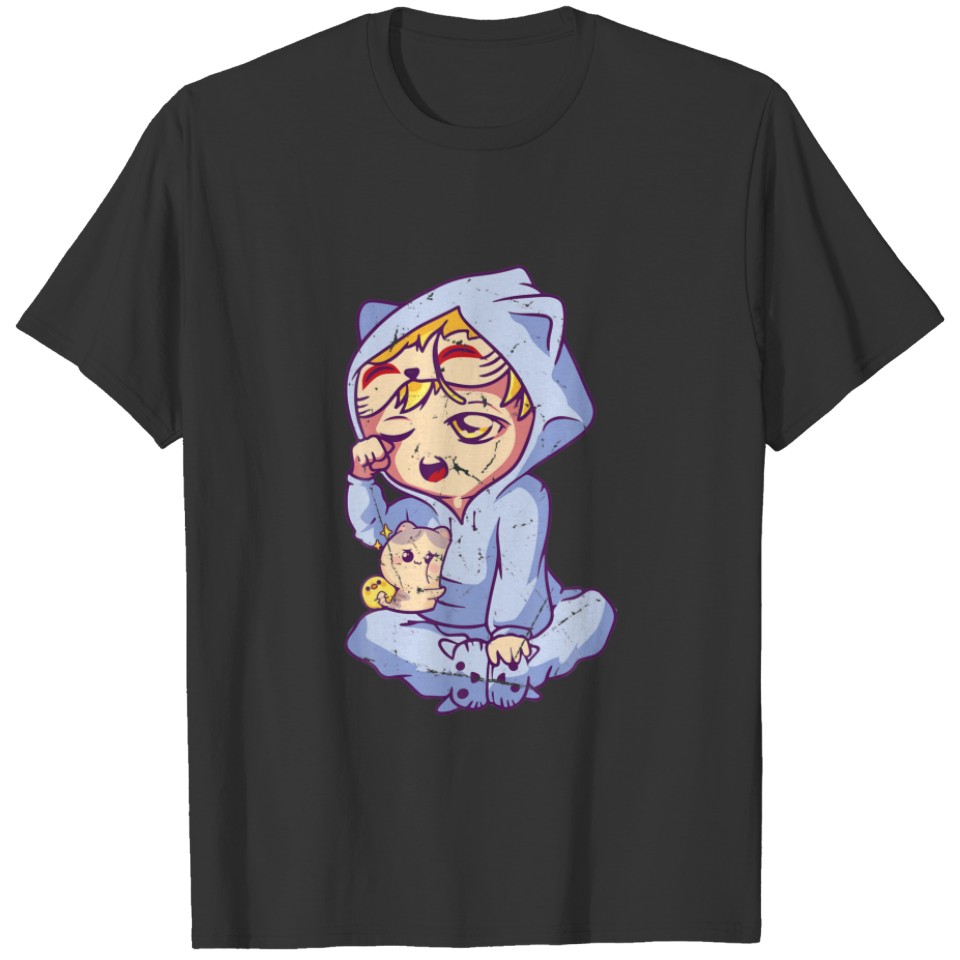 Japanese Esthetics - Anime Crying Cat Girl - Mang T-shirt