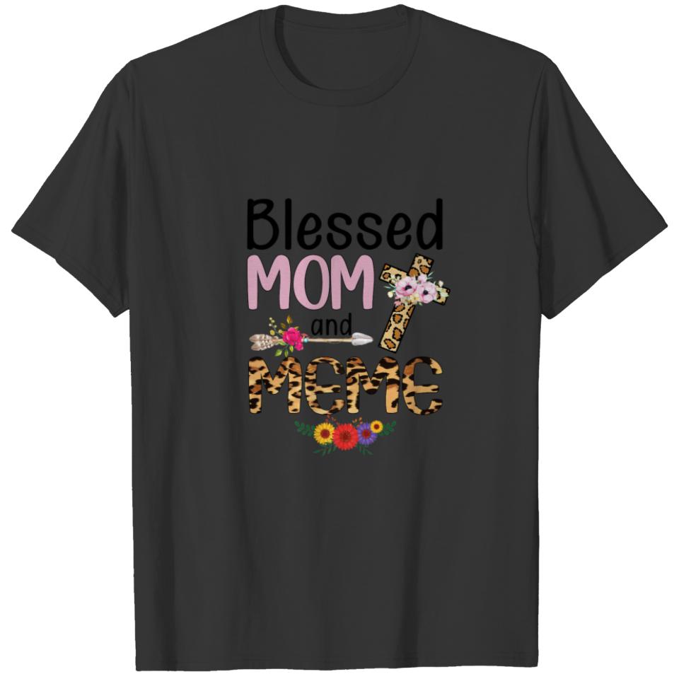Blessed Meme Leopard Womens Floral Meme Mothers Da T-shirt
