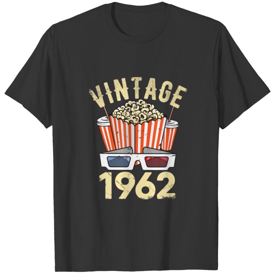 Vintage 1962 Friends Bday 60 Years Old Cinema Popc T-shirt