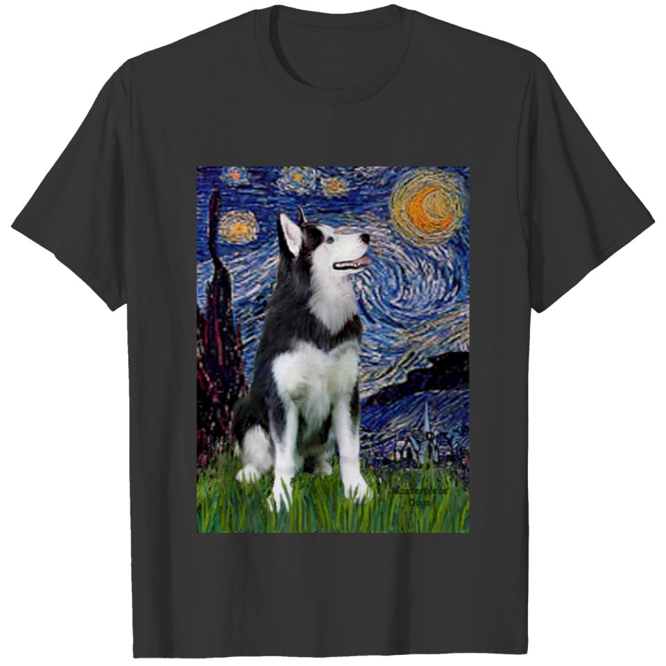 Starry Night - Siberian Husky #1 T-shirt