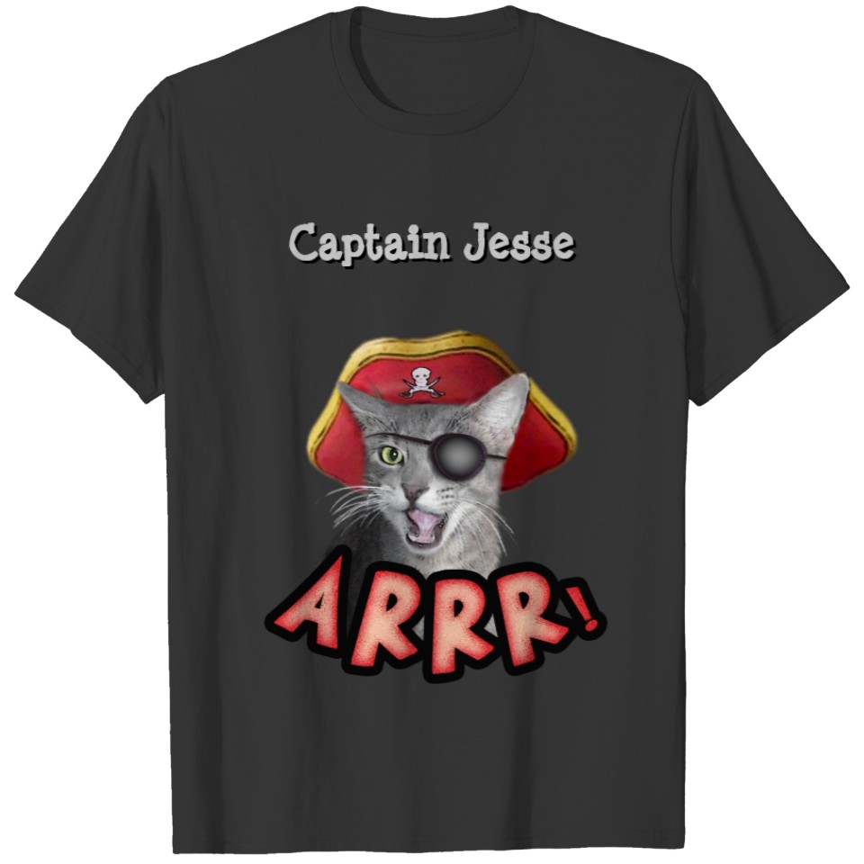 Pirate Cat  with Baby's Name T-shirt