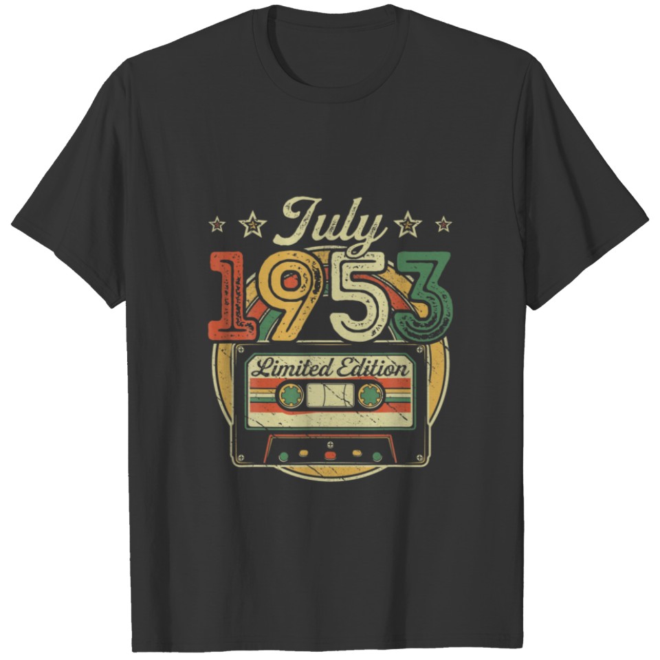 Vintage July 1953 Cassette Tape 68Th Birthday Deco T-shirt