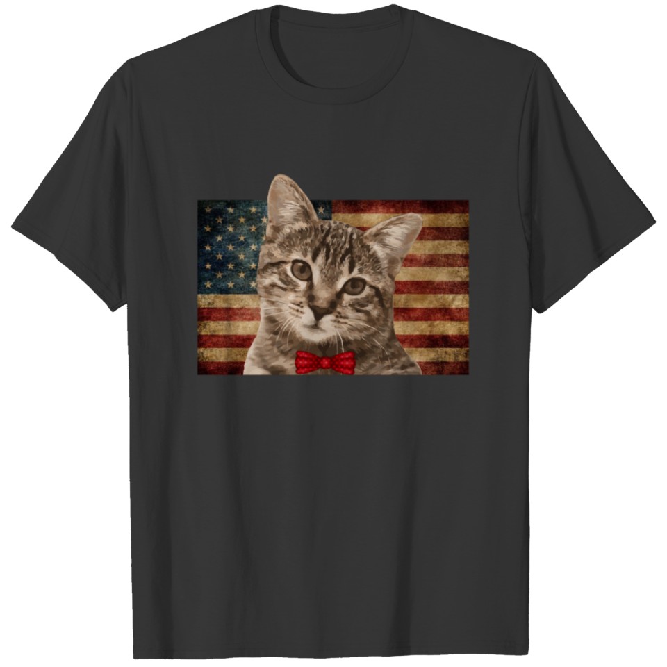 Funny Cat American Flag 4th Of July Cats Lover Sweat T-shirt