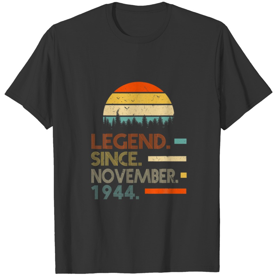 77 Years Old Retro Birthday Gift Legend Since Nove T-shirt