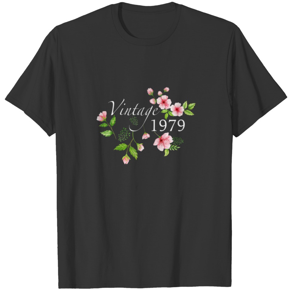 Vintage 1979 Cherry Blossom 43Rd Birthday Mothers T-shirt