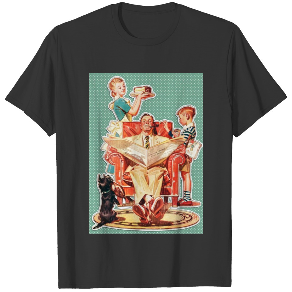 Vintage 1950's nuclear family 50's housewife cake T-shirt