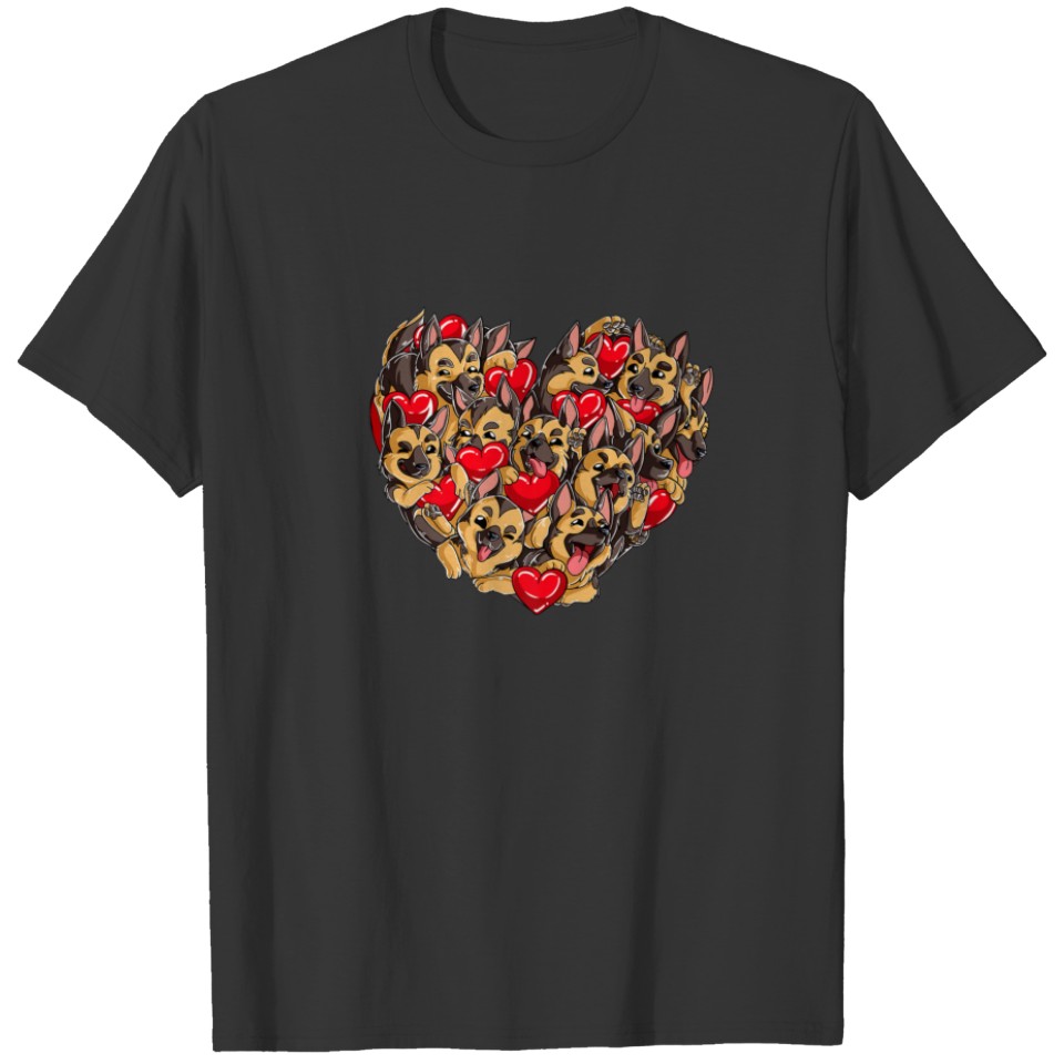 German Shepherd Heart Puppy Lover Dog Lover Valent T-shirt