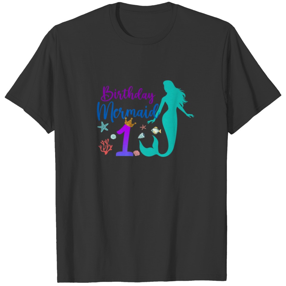 1St Birthday Mermaid Ocean 1 Years Old Magical Bda T-shirt