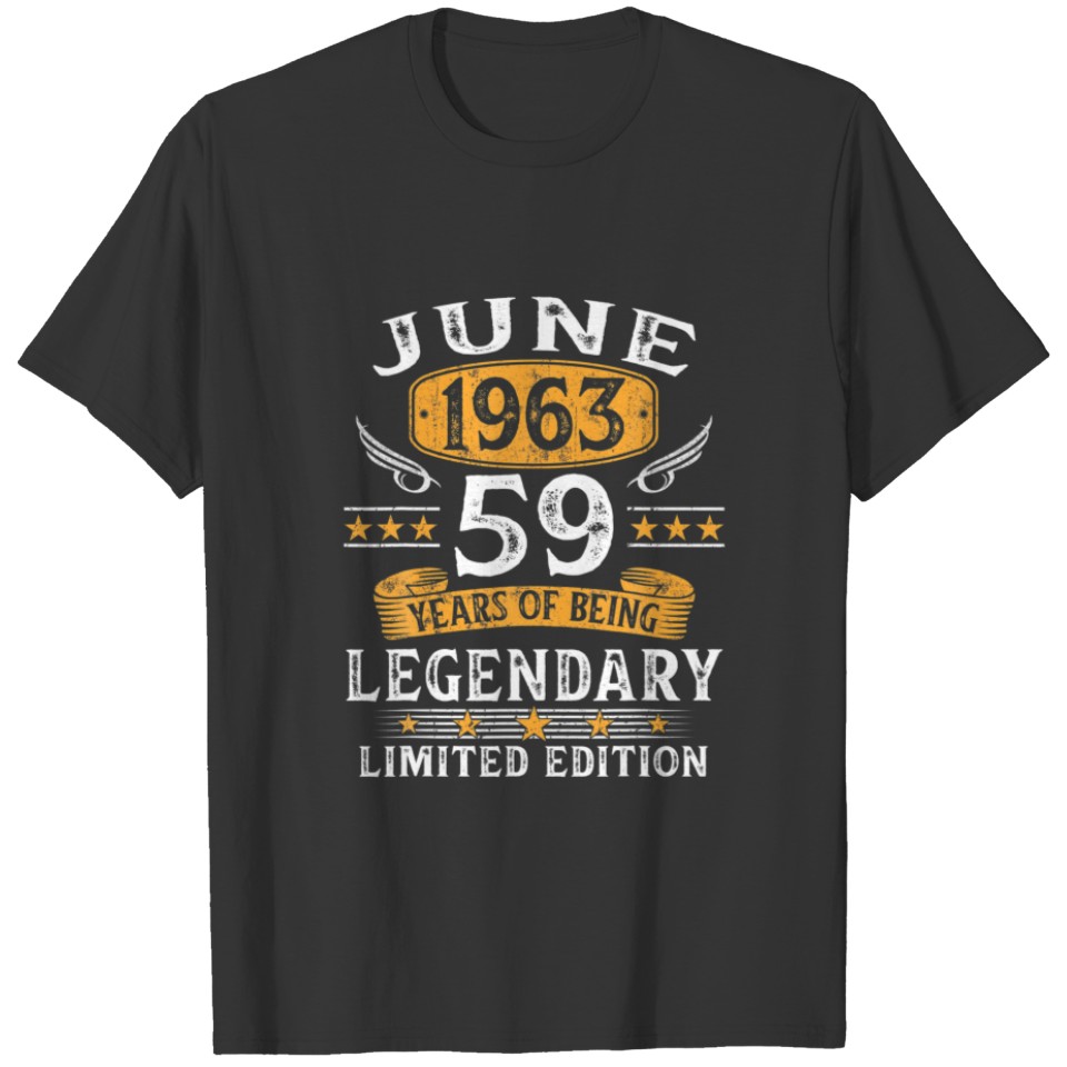 Vintage June 1963 59 Year Old 59Th Birthday Gifts T-shirt