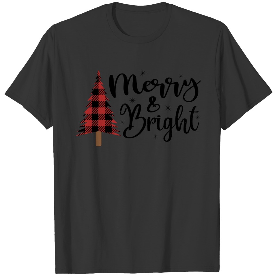 Merry and Bright Buffalo Plaid Tree T-shirt