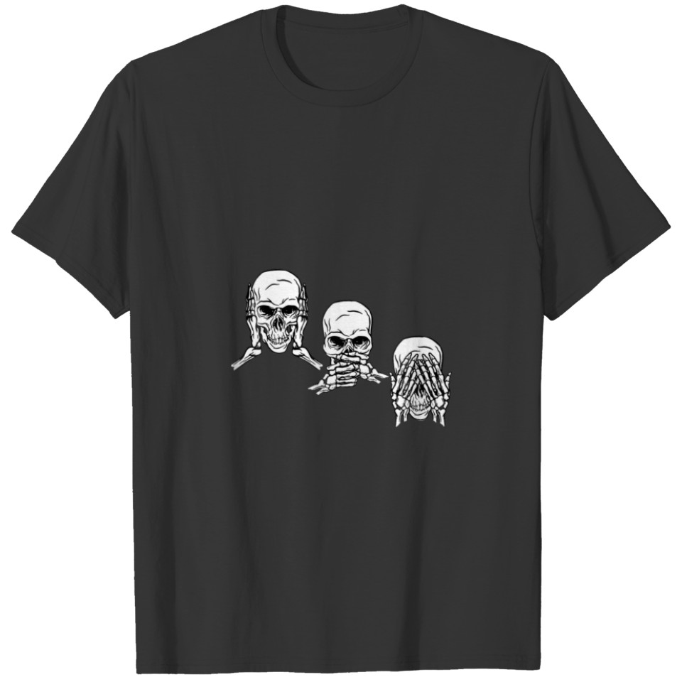 Three Wise Skulls Deaf, Blind, Mute,Halloween Cost T-shirt
