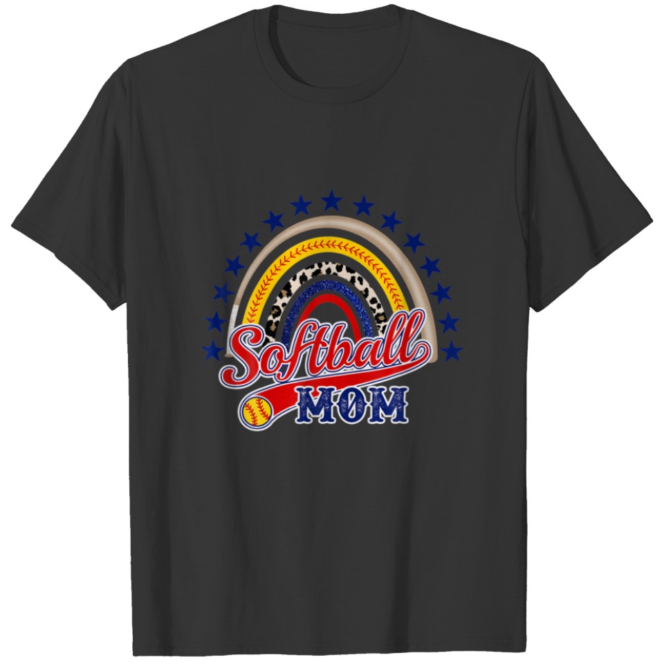 Softball Mama Rainbow Softball T-shirt