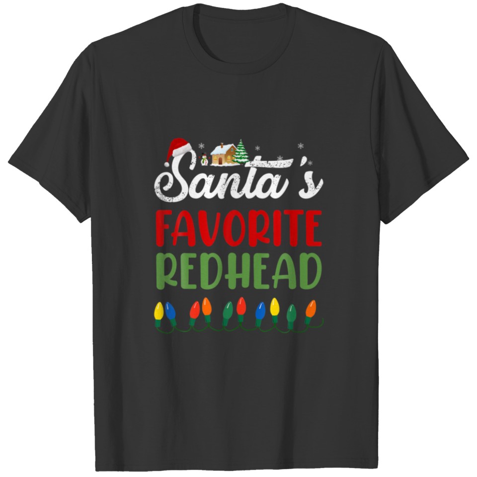 Santa's Favorite Redhead Funny Christmas Lights Sa T-shirt