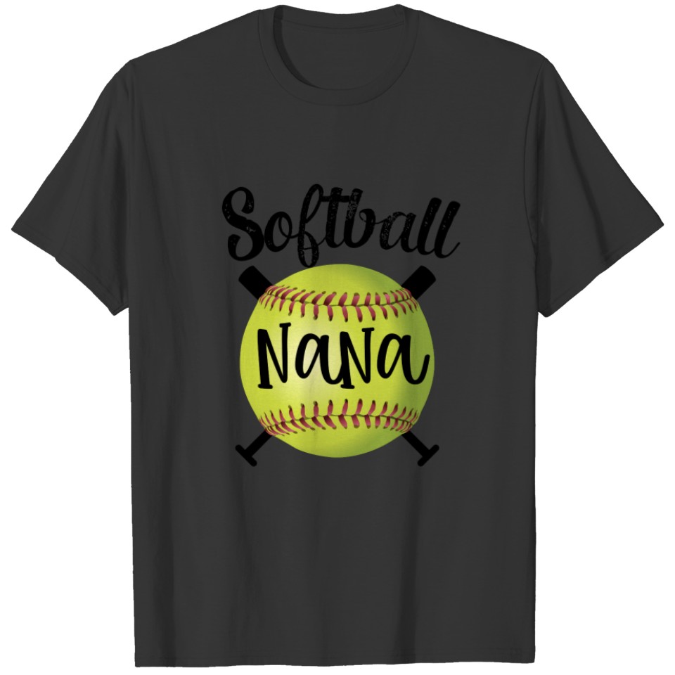 Softball Nana Womens Grandma Granddaughter game T-shirt
