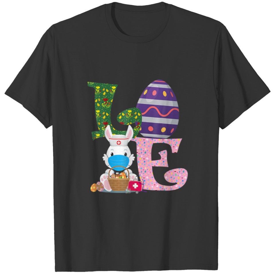 Easter RN Nurse With Eggs Stethoscope Wear With Sc T-shirt