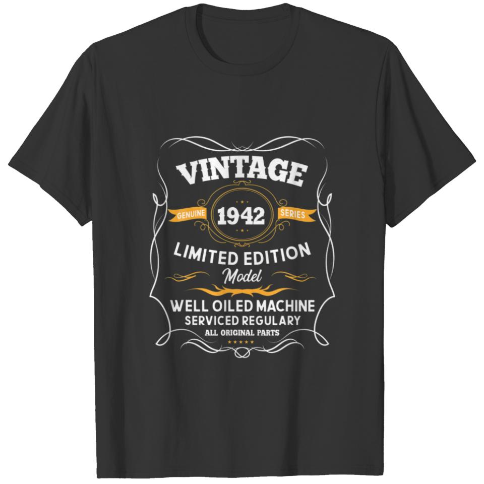 Vintage 1942 80Th Birthday 80 Years Old Design T-shirt