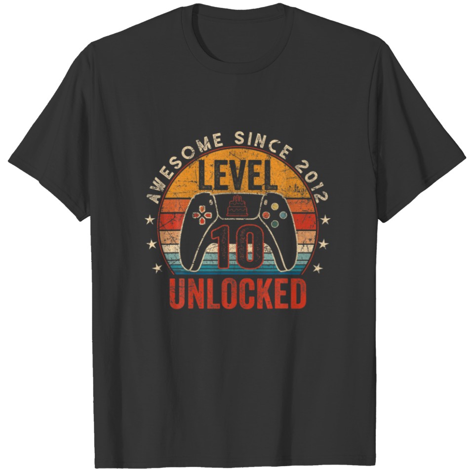 Unlocked Level 10 Awesome Since 2012 10 Year Old B T-shirt