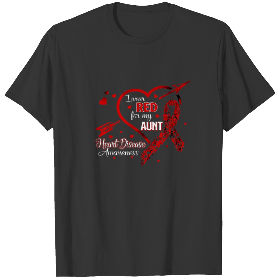 I Wear Red For My Aunt Heart Disease Red Ribbon Aw T-shirt